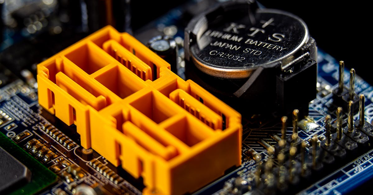 close up view of a motherboard with visible electronic components and connectors
